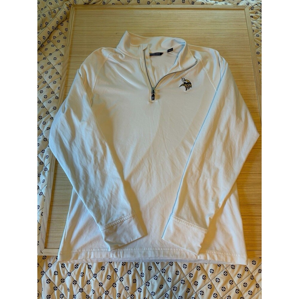 Cutter & Buck Minnesota Vikings Quarter Zip Pullover Women’s Small White NFL - Picture 4 of 4